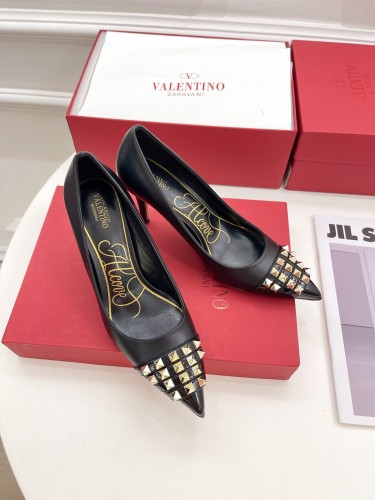 Valentino Womens Shoes ROCKSTUD SLINGBACK PUMP WITH SCULPTED HEEL IN KIDSKIN with Original Box 8cm Heel Design