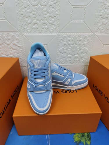 Louis Vuitton Womens Shoes Fashion Sneakers Design Luxury Brand LV TRAINER SNEAKER Mix of materials with Original Box 1A9JI9