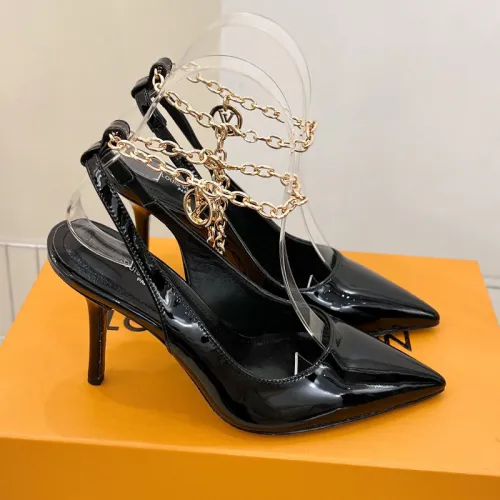Louis Vuitton Womens Shoes Sandals Slippers Leather Design Luxury Brand MANSION SL.BACK PUMP 9cm Heel Fashion Sandals with Original Box 1A964O