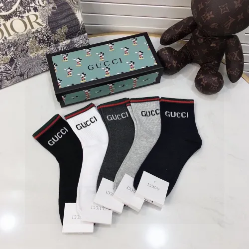 Gucci Socks 5 Pairs with Original Box Luxury Brand Breathable Gucci Sock