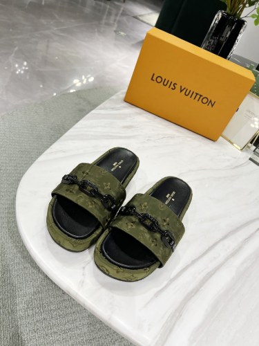 Louis Vuitton Womens Shoes Sandals Slippers Luxury Brand Louis Vuitton JUMBO FLATFORM MULE with Original Box 1A9QYY