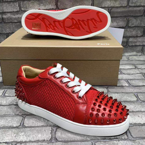 Christian Louboutin Mens Shoes Luxury Brand Red Bottom Design Louis Junior Spikes Flat with Original Box CL sneakers