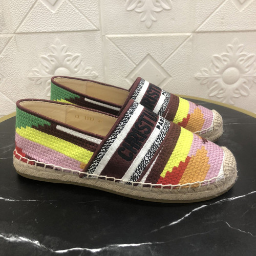 Dior Women Shoes Luxury Brand Design Dior Espadrille Nude Mesh Embroidery Womens Shoes with Original Box