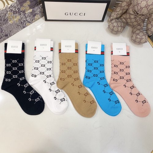 Gucci Socks 5 Pairs with Original Box Luxury Brand Breathable Gucci Sock