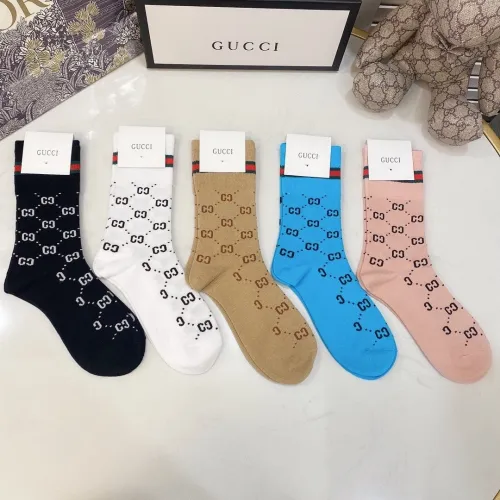 Gucci Socks 5 Pairs with Original Box Luxury Brand Breathable Gucci Sock