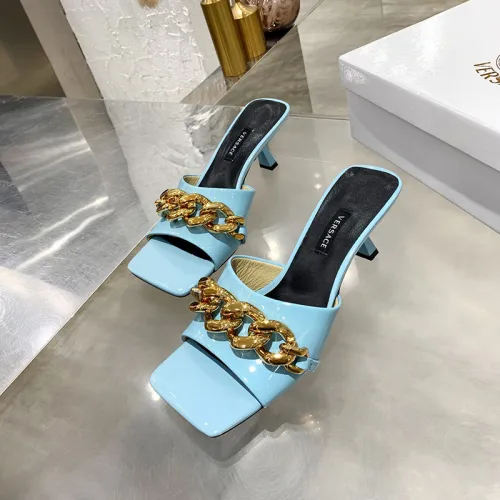 Versace Womens Shoes MEDUSA CHAIN MID-HEEL LEATHER MULES