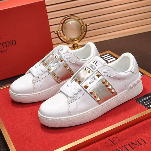 Valentino Garavani Rockstud Untitled Sneaker In Calfskin Leather With Metallic Stripe Womens Shoes Sneakers TW0S0A01HELCZ7