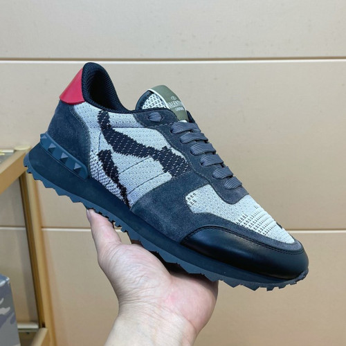 Valentino Men Shoes Fashion Design Luxury Brand ROCKRUNNER CAMOUFLAGE LAMINATED STUDDED SNEAKER with Original Box