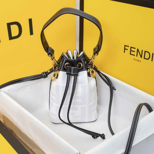 Fendi Womens Bag MON TRESOR Mini Bag in Beige Canvas