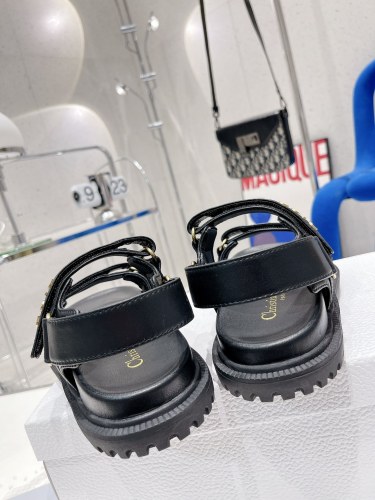 Dior Women Shoes Sandals Luxury Brand DIORACT SANDAL Black Lambskin with Original Box KCQ547LAB_S900