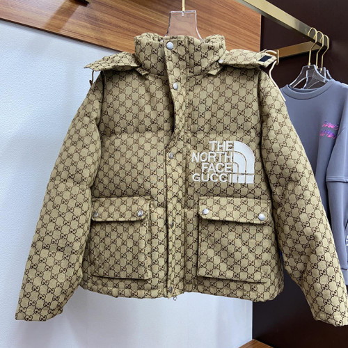 Gucci X The North Face Design Mens Womens Winter Windprood Down Jackets Keep Warm 90% White Duck Down