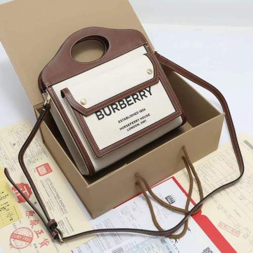 Burberry Womens Bag Mini Two-tone Canvas and Leather Pocket Bag