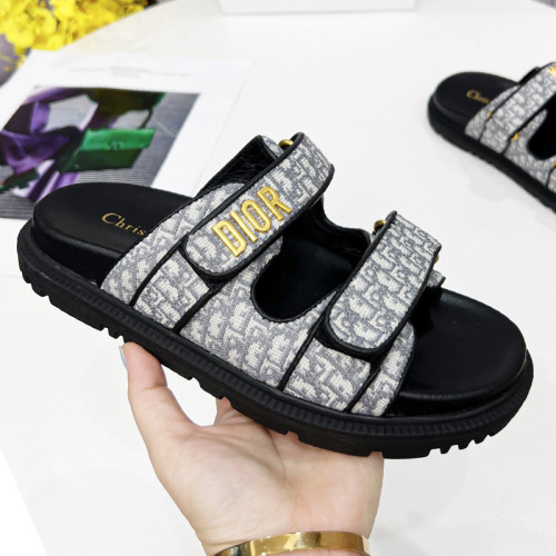 Dior Women Shoes Sandals Luxury Brand DIORACT SLIDE Multicolor Mizza Printed Technical Fabric Lambskin with Original Box KCQ719LNY_S29X