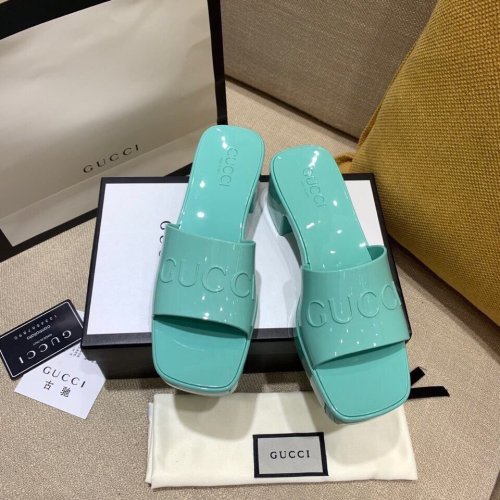 Gucci Womens Shoes Sandals Slides Slippers Luxury Brand Thick Sole 5cm Heel Design Women's GG slide sandal with Original Box