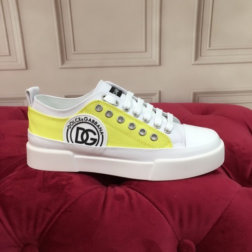 Dolce & Gabbana Mens Shoes Sneakers Rubber Sole Luxury Brand Two-tone canvas Portofino Light low-top sneakers with DG logo Men Casual Shoes with Original Box