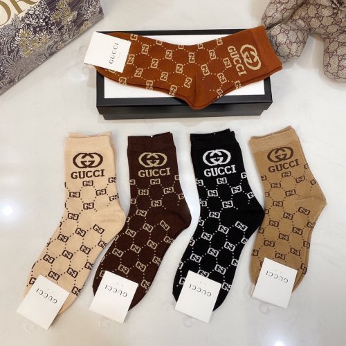Gucci Socks 5 Pairs with Original Box Luxury Brand Breathable Gucci Sock