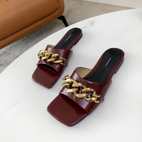 Versace Womens Shoes MEDUSA CHAIN FLAT LEATHER MULES
