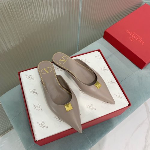 Valentino Women Shoes Mule Flip Flop Sandals ROMAN STUD FLAT MULE IN CALFSKIN with Original Box Luxury Brand
