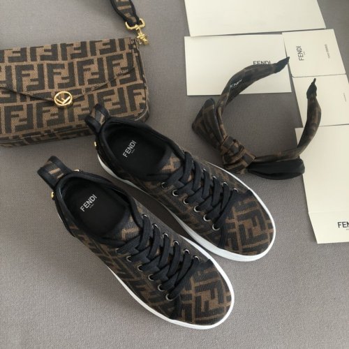 Fendi Womens Shoes SNEAKERS Brown Fabric Flatforms 8E8017AD8DF0R7V