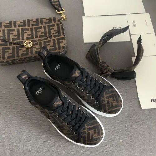 Fendi Womens Shoes SNEAKERS Brown Fabric Flatforms 8E8017AD8DF0R7V