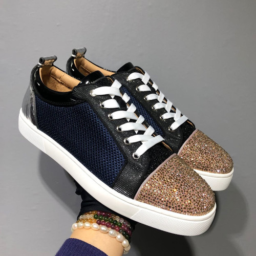 Christian Louboutin Mens Shoes Luxury Brand Red Bottom Design Louis Junior Spikes Flat with Original Box CL sneakers