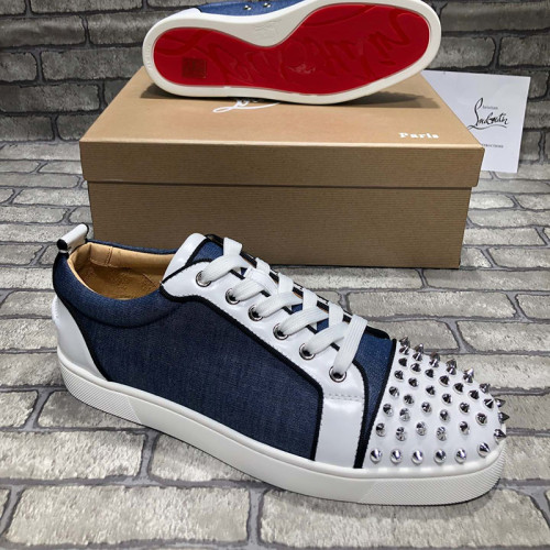 Christian Louboutin Mens Shoes Luxury Brand Red Bottom Design Louis Junior Spikes Flat with Original Box CL sneakers