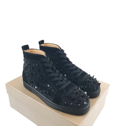 Christian Louboutin Mens Shoes Luxury Brand Red Bottom Design Louis Junior Spikes Flat with Original Box CL sneakers