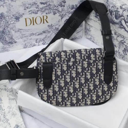 Dior Mens Bags Shoulder Messenger Bags Luxury Brand Dior SADDLE POUCH Beige and Black Dior Oblique Jacquard with Original Box