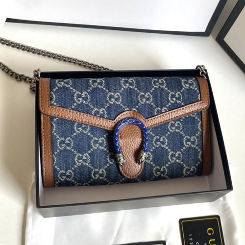 Gucci Womens Bags Crossbody Shoulder Messenger Bags Luxury Brand Dionysus GG Supreme chain wallet ‎401231 KHNSN 8642 with Original Box