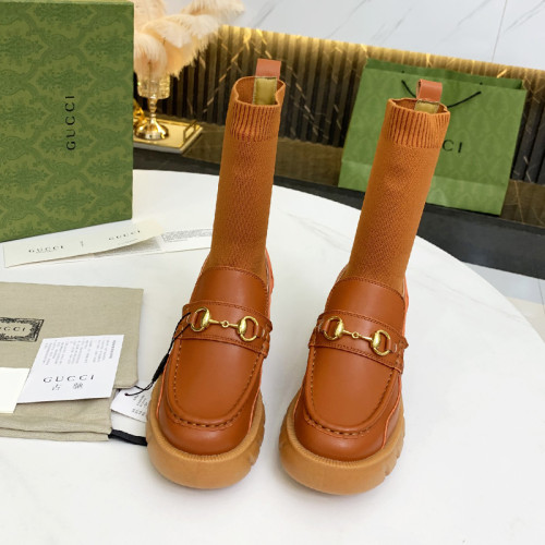 Gucci Women Shoes Boots Luxury Brand Fashion Leather ankle boot with Sylvie Web