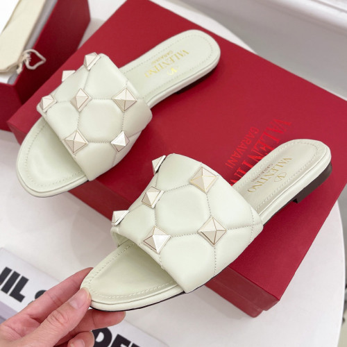 Valentino Women Shoes Mule Flip Flop Sandals ROMAN STUD SLIDE SANDAL IN QUILTED NAPPA with Original Box Luxury Brand