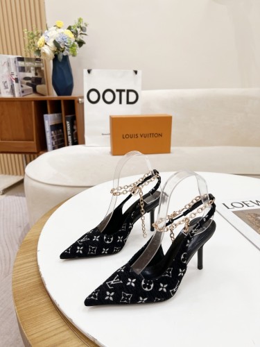 Louis Vuitton Womens Shoes Pumps Sandals Leather Design Luxury Brand Fashion Sandals with Original Box 8cm Heel