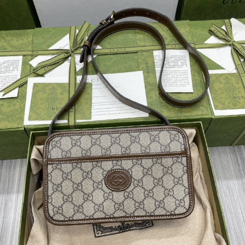 Gucci Womens Mens Bags Crossbody Shoulder Messenger Bags Luxury Brand Gucci GG Mini bag with Interlocking G with Original Box 658572 92TCG 8563