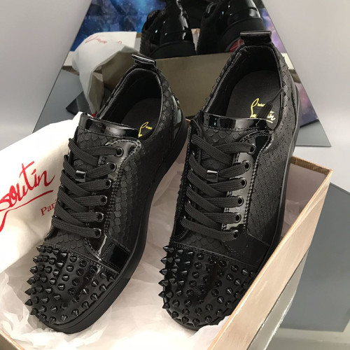 Christian Louboutin Mens Shoes Luxury Brand Red Bottom Design Louis Junior Spikes Flat with Original Box CL sneakers
