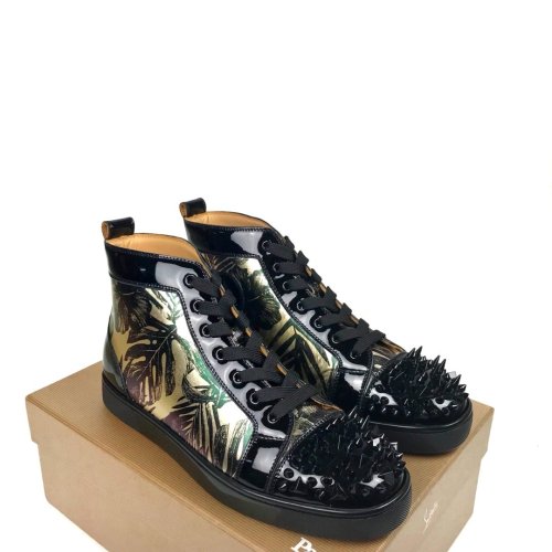 Christian Louboutin Mens Shoes Luxury Brand Red Bottom Design Louis Junior Spikes Flat with Original Box CL sneakers