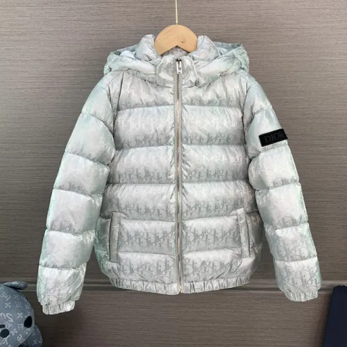 Dior Design Kids Winter Windprood Down Jackets Keep Warm 90% White Duck Down DIOR OBLIQUE HOODED DOWN JACKET Silver-Tone Technical Jacquard 1SBM21PUFE_Y75J