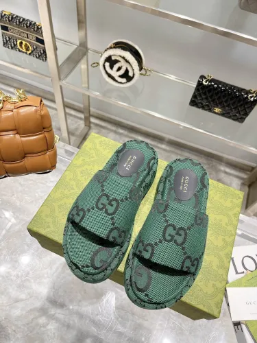 Gucci Womens Shoes Sandals Slides Slippers Luxury Brand Thick Sole Design Women's GG canvas slide sandal with Original Box 624695 H6320 9763