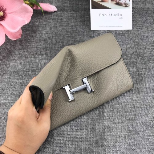 Hermes Womens Mens Wallets Purse Card Holder Leather Long Design Coin Bag with Original Box