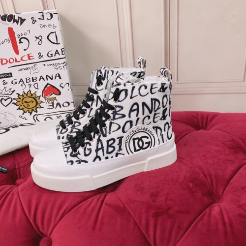 Dolce&Gabbana Womens Shoes Sneakers Fashion Type Luxury Brand Two-tone canvas Portofino Light Low-top sneakers with DG logo with Original Box