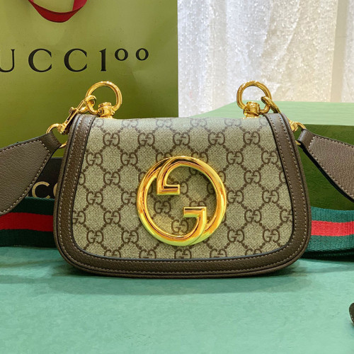 Gucci Womens Bags Shoulder Messenger Bag Luxury Brand Gucci Blondie mini bag in beige and ebony supreme with Original Box 698643 UXXAG 9161