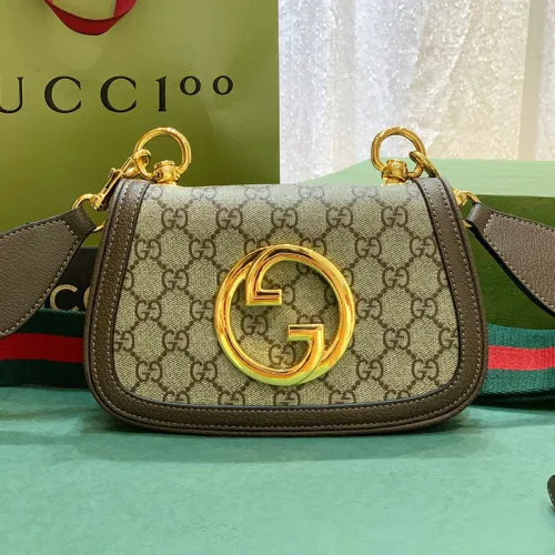 Gucci Womens Bags Shoulder Messenger Bag Luxury Brand Gucci Blondie mini bag in beige and ebony supreme with Original Box 698643 UXXAG 9161