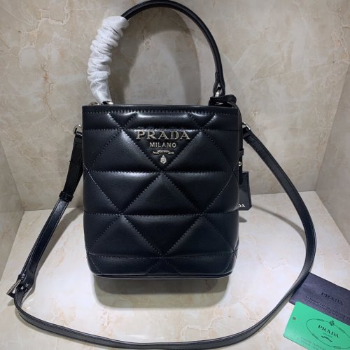 Prada Womens Bag Leather Shoulder Bag Bucket Bag