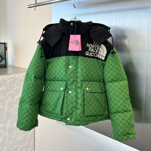 Gucci X The North Face Design Mens Womens Winter Windprood Down Jackets Keep Warm 90% White Duck Down