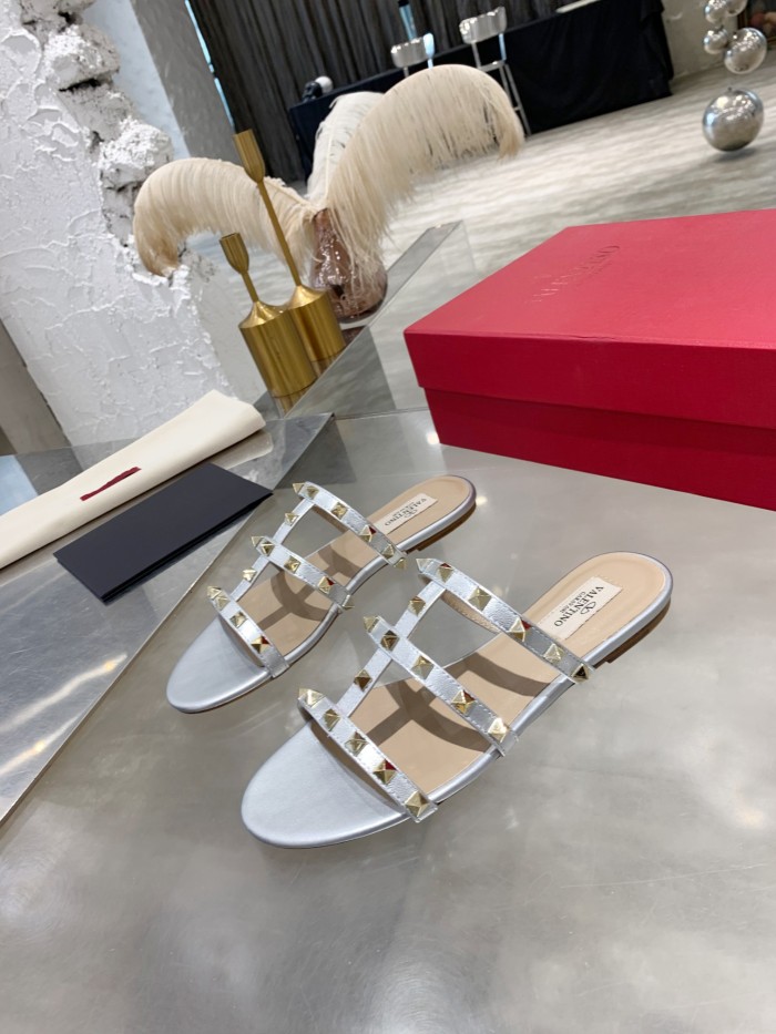 Valentino Women Shoes Mule Flip Flop Sandals ROMAN STUD SLIDE SANDAL IN QUILTED NAPPA with Original Box Luxury Brand