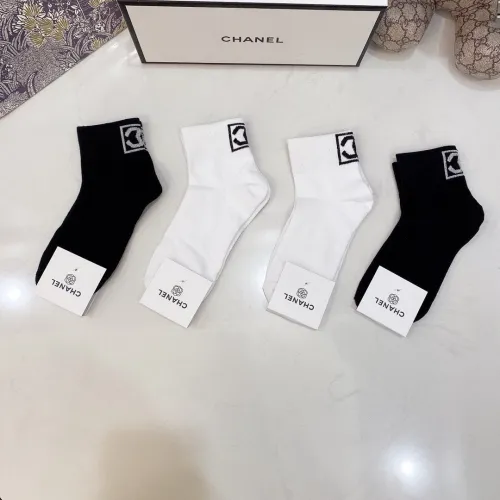 Chanel Socks 4 Pairs with Original Box Luxury Brand Breathable Chanel Sock