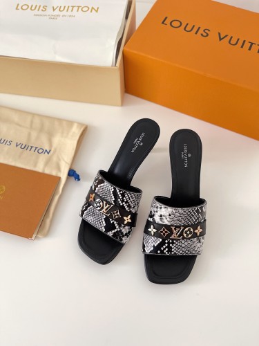 Louis Vuitton Womens Shoes Sandals Slippers Luxury Brand REVIVAL MULE 1A8W32 Natural Python and calf leather with Original Box 5.5cm Heel