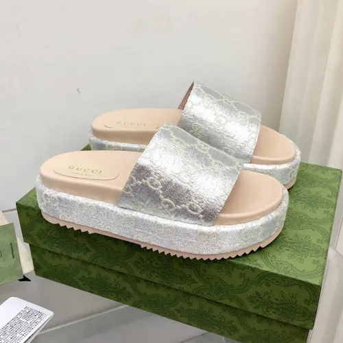 Gucci Womens Shoes Sandals Slides Slippers Luxury Brand Thick Sole Design Women's GG canvas slide sandal with Original Box 624695 H6320 9763