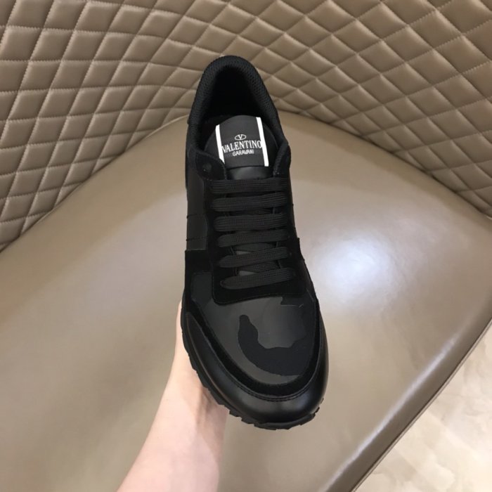 Valentino Men Shoes Fashion Design Luxury Brand ROCKRUNNER CAMOUFLAGE LAMINATED STUDDED SNEAKER with Original Box