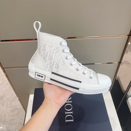 Dior Mens Shoes Sneakers Casual Luxury Brand B23 HIGH-TOP SNEAKER Dior Oblique Canvas with Original Box 3SH118ZMK_H761