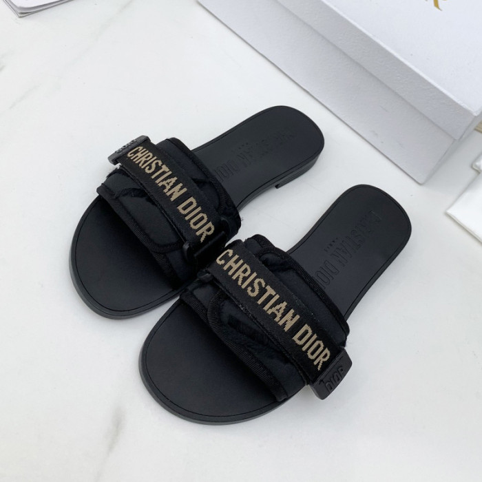 Dior Womens Shoes Sandals Slippers Slide Luxury Brand DIO(R)EVOLUTION SLIDE Shiny Technical Fabric with Dior Oblique Print with Original Box